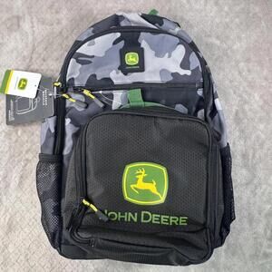 John Deere August Backpack Lunch Bag Set Black Camo 23L One Size School Laptop